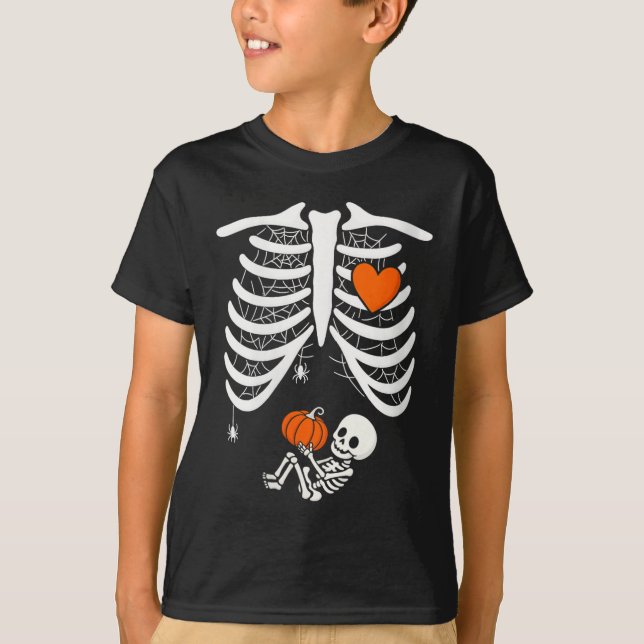 Womens Skeleton Baby Pregnant Xray Rib Cage For Fa T-Shirt (Front)