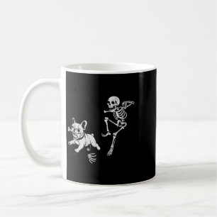 Womens Skeleton Chasing Dog French Bulldog Coffee Mug