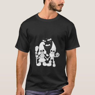 Womens Skeleton Gnome Halloween Men Women V Neck T-Shirt