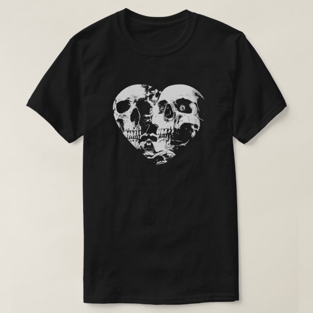 Womens Skeleton Heart Valentine's Day Gothic Skull T-Shirt (Design Front)