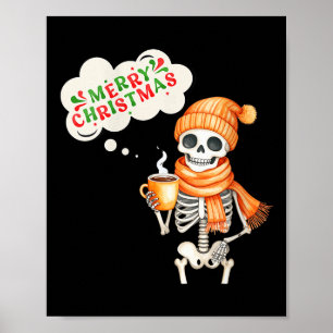 Womens Skeleton Speak Merry Christmas Waer F And H Poster