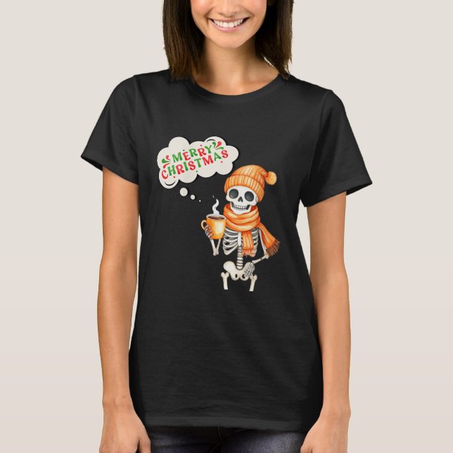 Womens Skeleton Speak Merry Christmas Waer F And H T-Shirt (Front)