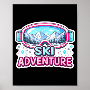 Womens ski adventure skier skiing mountain winter poster