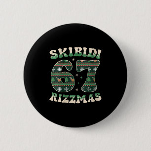 Womens Skibidi Rizzmas 67 Six Seven Meme Ugly Chri 6 Cm Round Badge