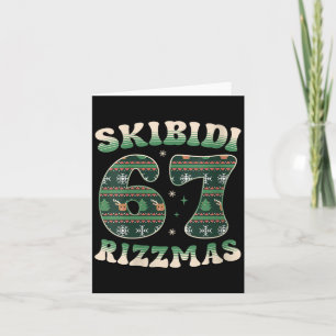 Womens Skibidi Rizzmas 67 Six Seven Meme Ugly Chri Card