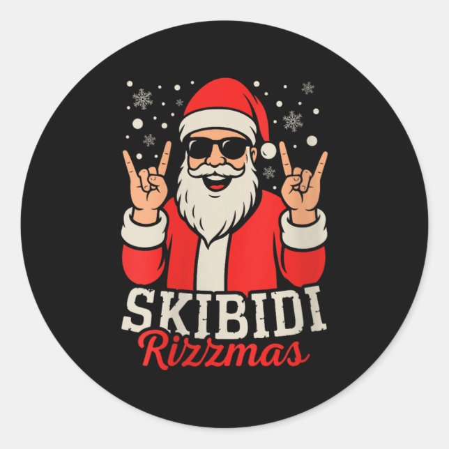 Womens Skibidi Rizzmas Christmas Rizz Santa Claus  Classic Round Sticker (Front)