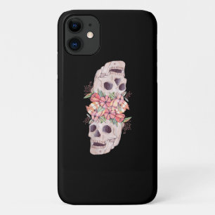 Womens Skull Floral Head Painting Art-Work Cool iPhone 11 Case