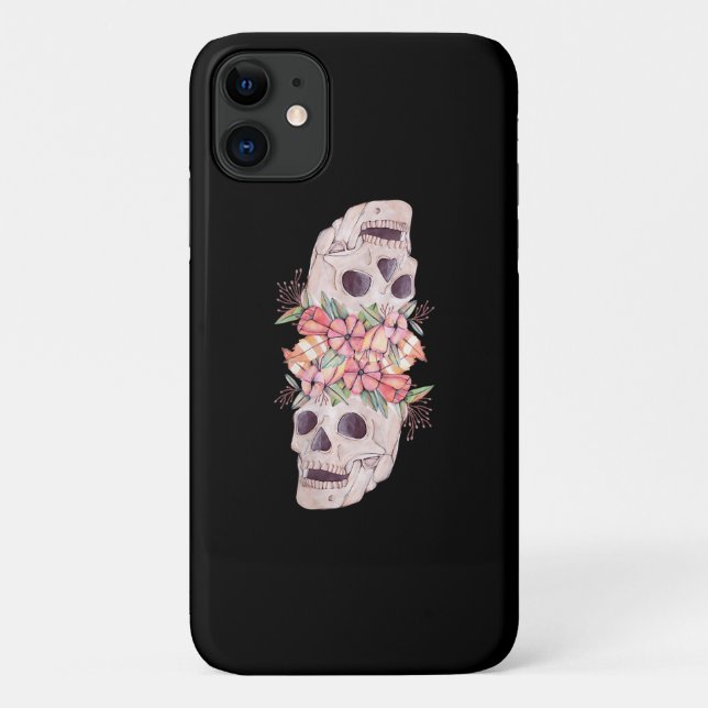 Womens Skull Floral Head Painting Art-Work Cool Case-Mate iPhone Case (Back)