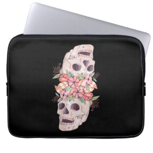 Womens Skull Floral Head Painting Art-Work Cool Laptop Sleeve