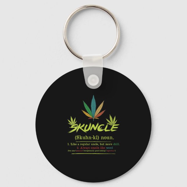 Womens Skuncle Definition Weed Smoking Uncle Funny Key Ring (Front)