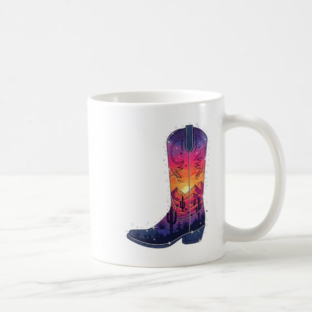Womens Sky Cowgirl Boot Desert Sunset Dreamers Boh Coffee Mug (Right)