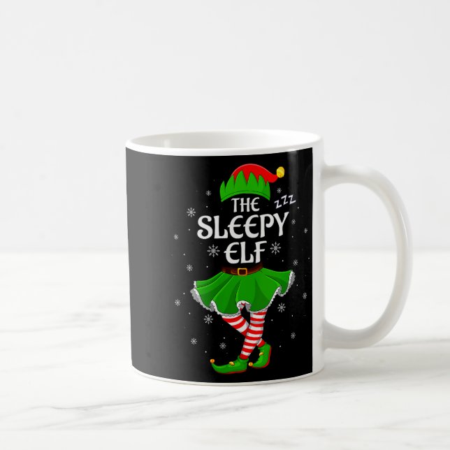 Womens Sleepy Elf Christmas Family Girls Women Elf Coffee Mug (Right)