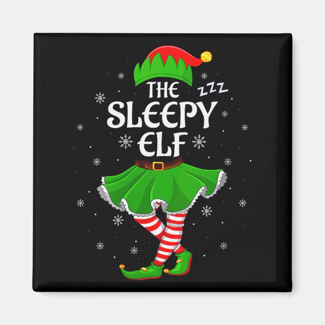 Womens Sleepy Elf Christmas Family Girls Women Elf Magnet (Front)