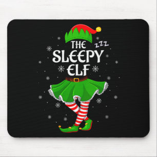 Womens Sleepy Elf Christmas Family Girls Women Elf Mouse Mat