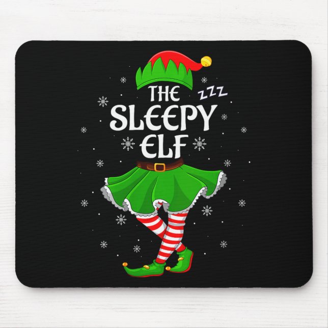 Womens Sleepy Elf Christmas Family Girls Women Elf Mouse Mat (Front)