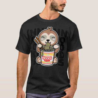 Womens Sloth Eating Instant Noodles Cute Kawaii Ra T-Shirt