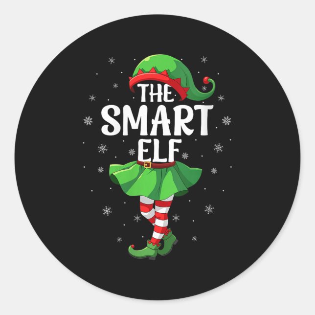 Womens Smart Elf Christmas Girls Women Elf Squad X Classic Round Sticker (Front)