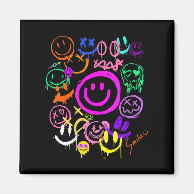 Womens Smile Face Emoticons Fun Vivid Graffiti Smi Magnet (Front)