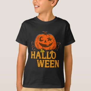 Womens Smiling Pumpkin Moon Star Eyes Halloween Hu T-Shirt