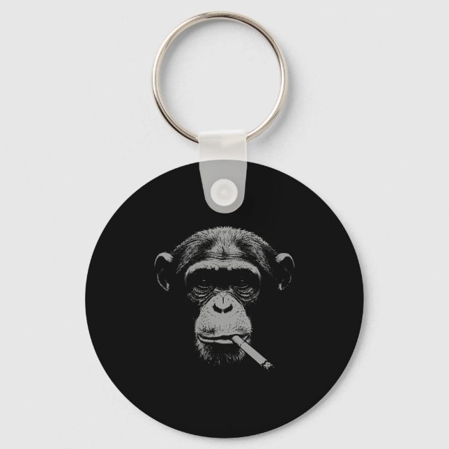 Women's smoking meme monkey for men women monkey key ring (Front)