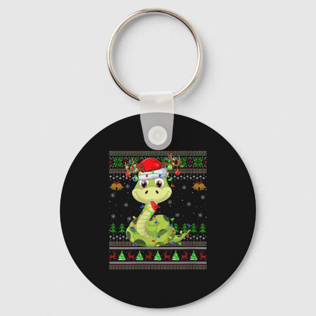 Womens Snake Ugly Christmas Sweaters Reindeer Sant Key Ring (Front)