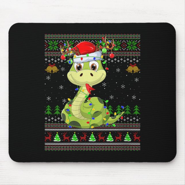 Womens Snake Ugly Christmas Sweaters Reindeer Sant Mouse Mat (Front)
