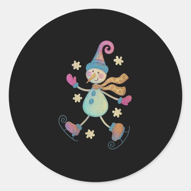 Womens Snowman Christmas 2025 Family Matching Funn Classic Round Sticker (Front)