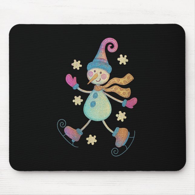 Womens Snowman Christmas 2025 Family Matching Funn Mouse Mat (Front)