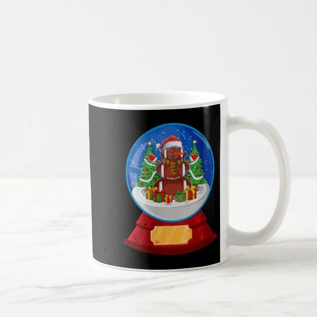 Womens Snowman Football Santa Hat Merry Christmas  Coffee Mug (Right)