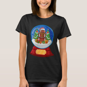 Womens Snowman Football Santa Hat Merry Christmas  T-Shirt