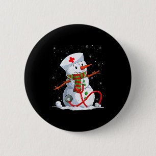 Womens Snowman Nurse Christmas Stethoscope Nursing 6 Cm Round Badge