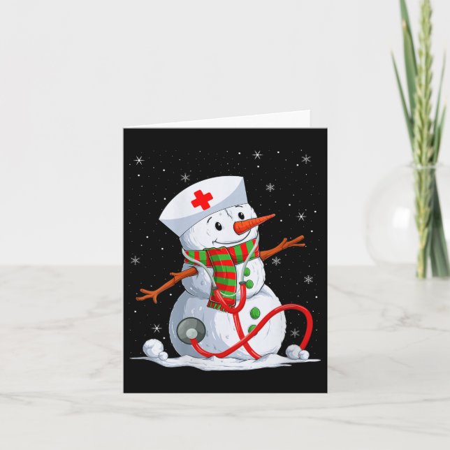 Womens Snowman Nurse Christmas Stethoscope Nursing Card (Front)