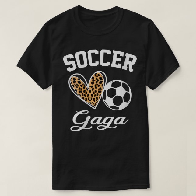 Womens Soccer Gaga Leopard Heart Funny Gaga Mother T-Shirt (Design Front)