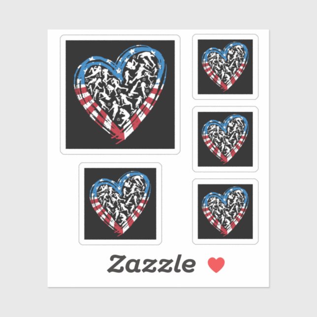 Women's Soccer Heart - USA American Flag (Sheet)