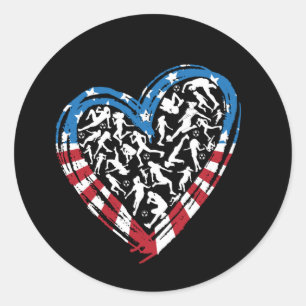 Women's Soccer Heart - USA American Flag Classic Round Sticker