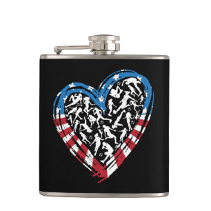 Women's Soccer Heart - USA American Flag Hip Flask