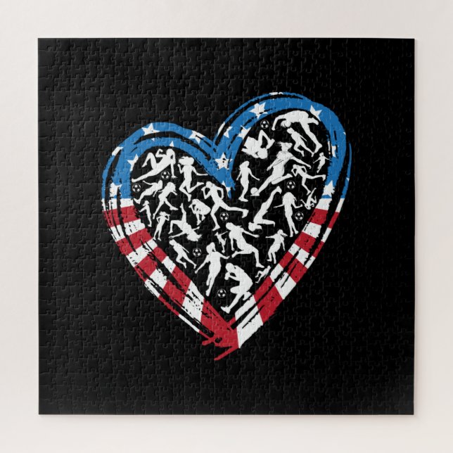 Women's Soccer Heart - USA American Flag Jigsaw Puzzle (Vertical)