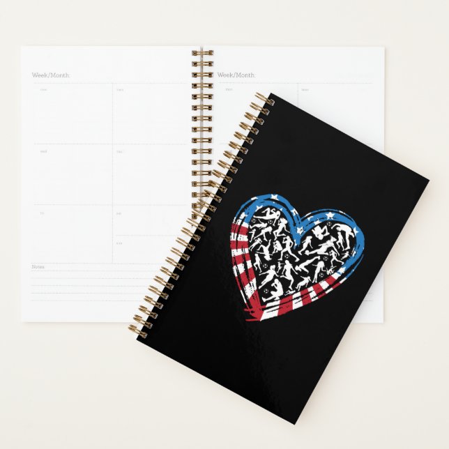 Women's Soccer Heart - USA American Flag Planner (Display)