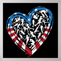 Women's Soccer Heart - USA American Flag