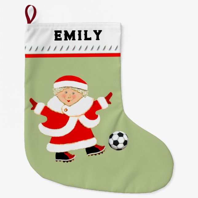 Women's Soccer Large Christmas Stocking (Front)