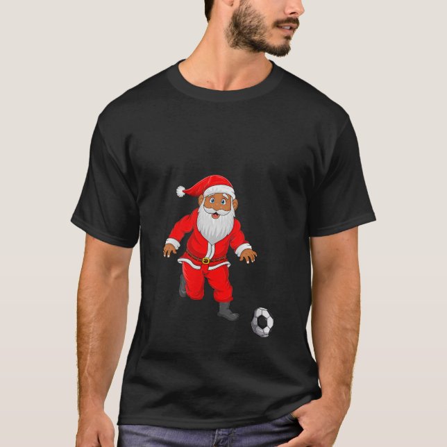 Womens Soccer Player Santa Christmas Pyjamas Funny T-Shirt (Front)