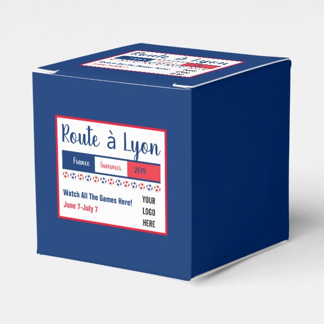 Women's Soccer Road to Lyon World Party Logo Favour Box (Front Side)