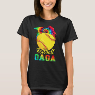 Womens Softball Gaga Tie Dye Softball Mother's Da T-Shirt