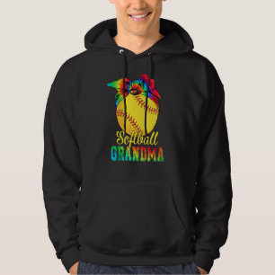 Womens Softball Grandma Tie Dye Softball Mother's Hoodie
