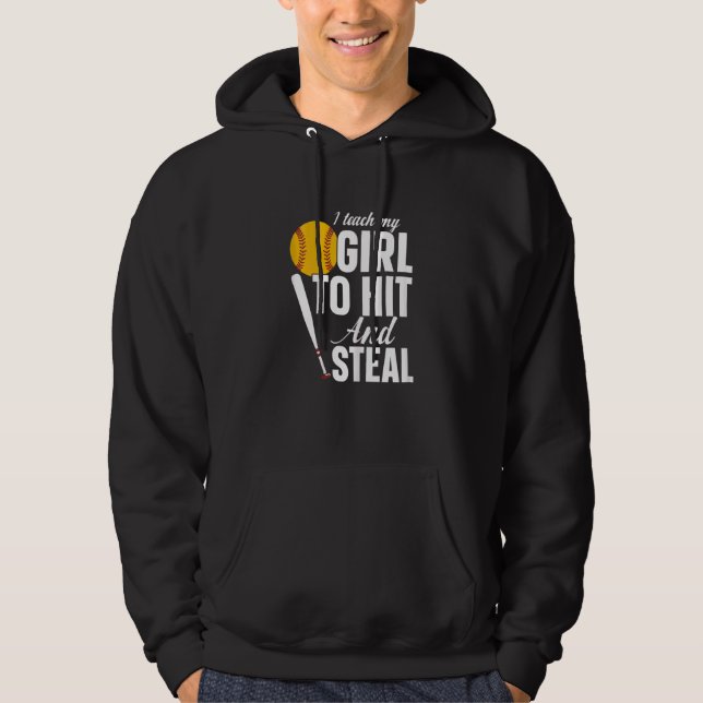 Womens Softball Mama I Teach My Girl To Hit And St Hoodie (Front)