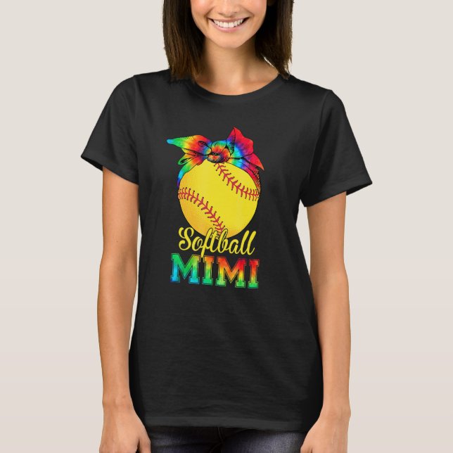 Womens Softball Mimi Tie Dye Softball  Mother's Da T-Shirt (Front)