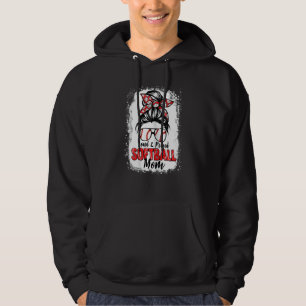 Womens Softball Mum Messy Bun  Loud And Proud Soft Hoodie