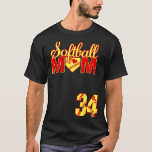Womens Softball Mum Mother's Day #34 Fastpitch Jer T-Shirt