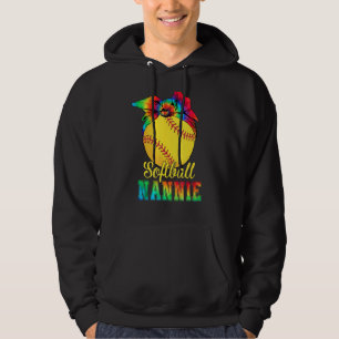Womens Softball Nannie Tie Dye Softball  Mother's  Hoodie