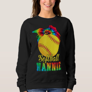 Womens Softball Nannie Tie Dye Softball Mother's Sweatshirt